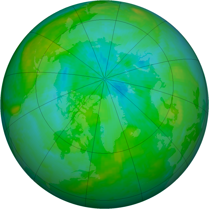 Arctic ozone map for 15 August 2003